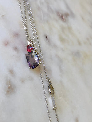 3.50 Carat Burmese Purple and Red Spinel Pendant Necklace Platinum 18K