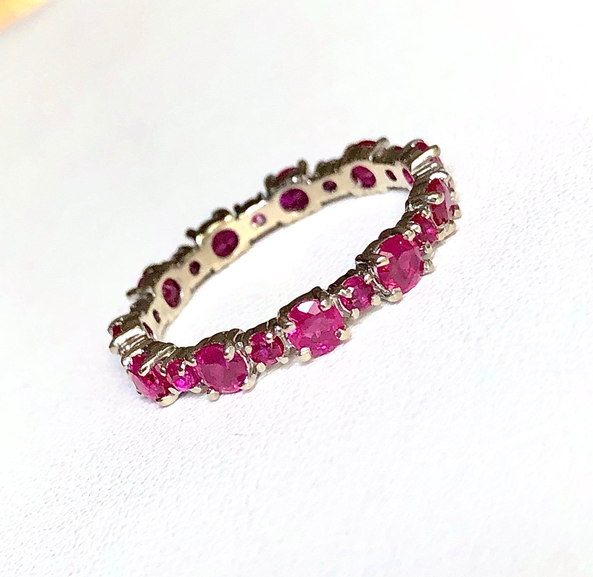 Ruby Engagement Eternity White Gold Band Ring