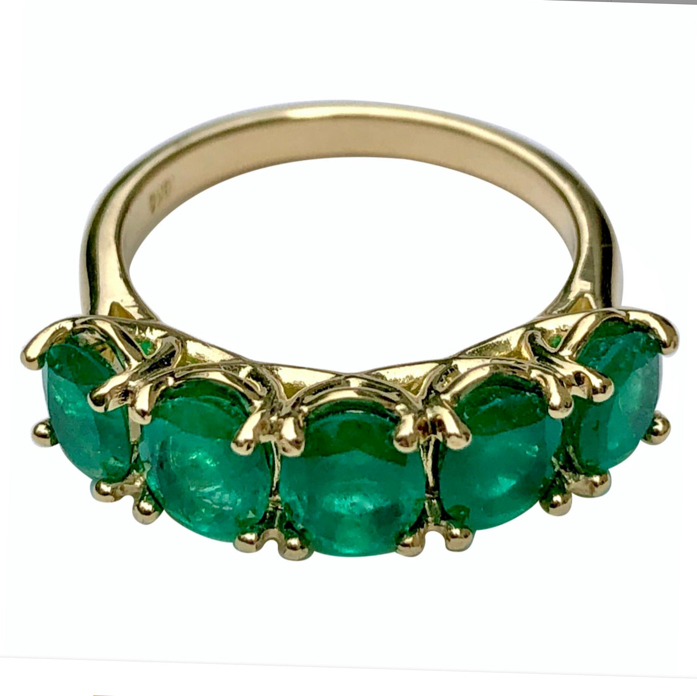 Five Stone AAA Colombian Emerald 18K Gold Ring