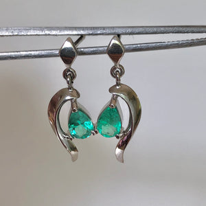 Natural Colombian Emerald Dangle Earrings 18K Gold