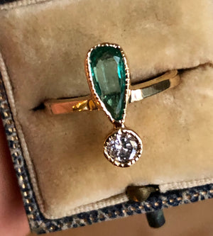Antique Style Emerald and Diamond Ring Inspire on 1900's
