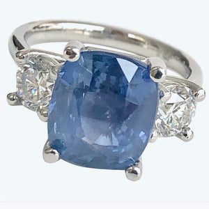 GIA Certified No Heat Ceylon Sapphire and Diamond Engagement Platinum Ring