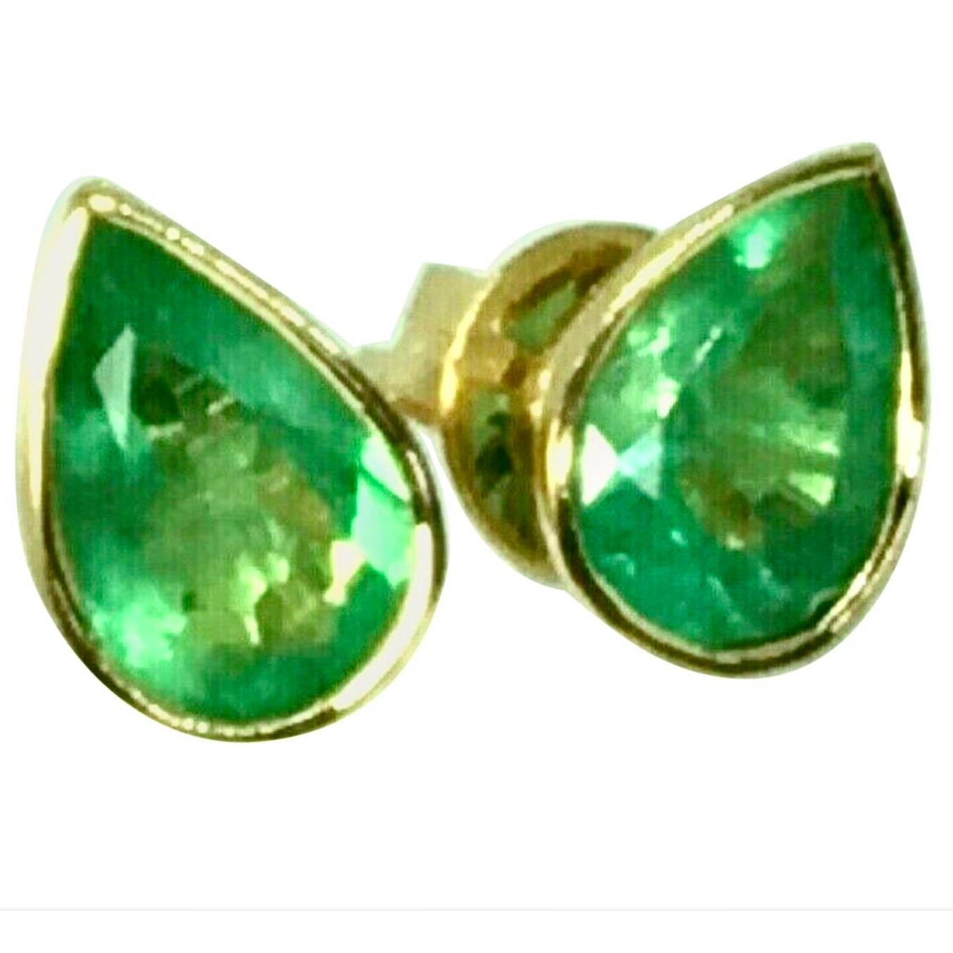 2.50 Carat Pear Cut Colombian Emerald Stud Earrings 18 Karat