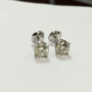 GIA 2.01 Carat Round Brilliant Cut Diamond Stud Earrings