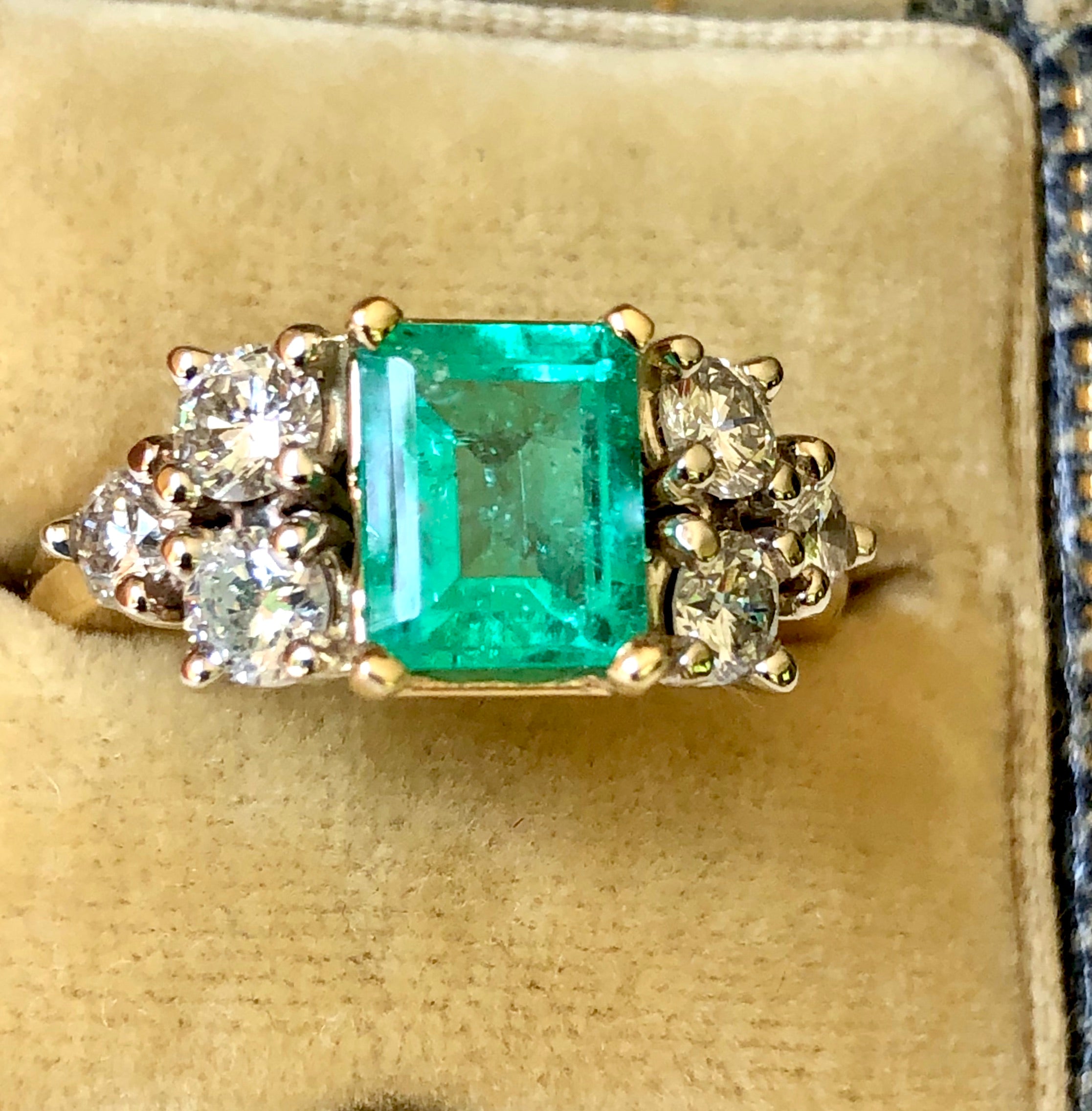 Natural 2.57 Carat Colombian Emerald Diamond Engagement Gold Ring ...