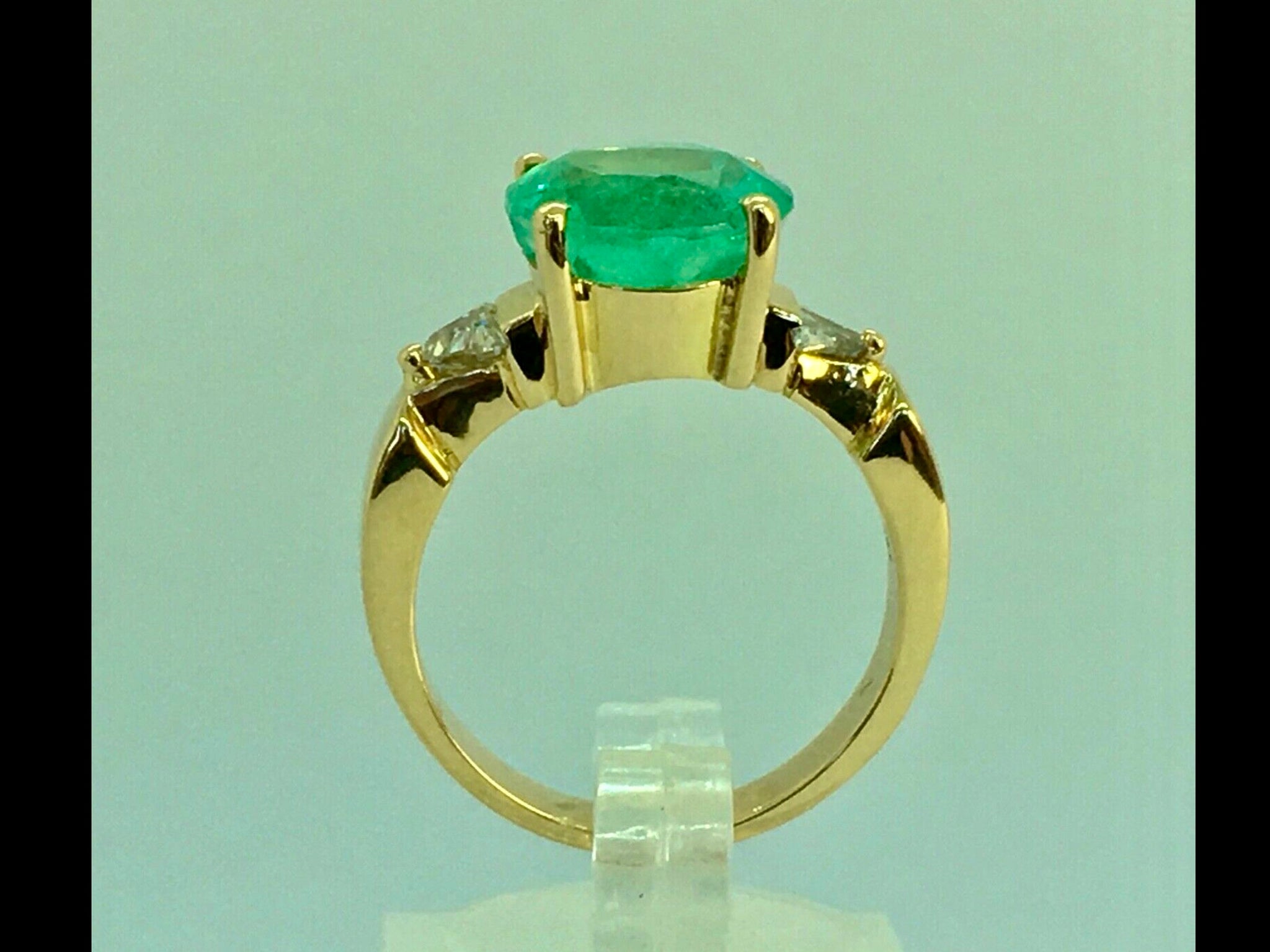4.70 Carat Round Colombian Emerald Diamond Ring 18K Gold