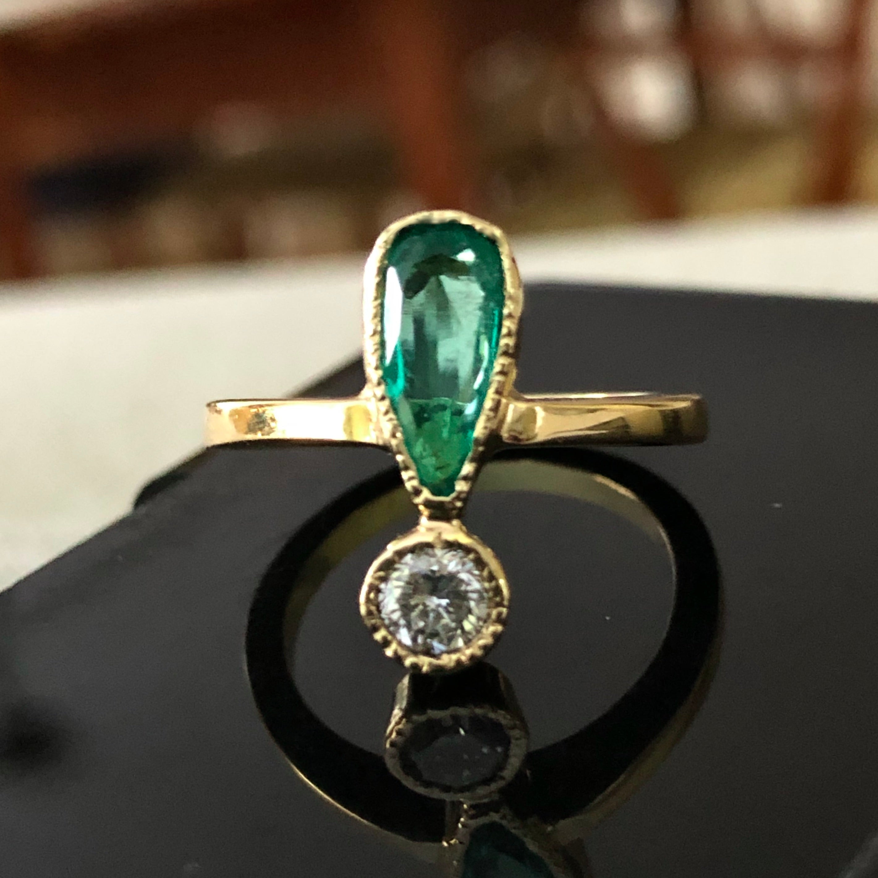Antique Style Emerald and Diamond Ring Inspire on 1900's ...