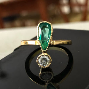 Antique Style Emerald and Diamond Ring Inspire on 1900's