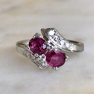 Art Deco Ruby Diamond Platinum Engagement Ring