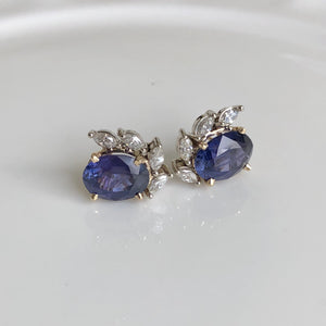 11.69 Carat Natural Untreated Color-Change Sapphire and Diamond Earrings