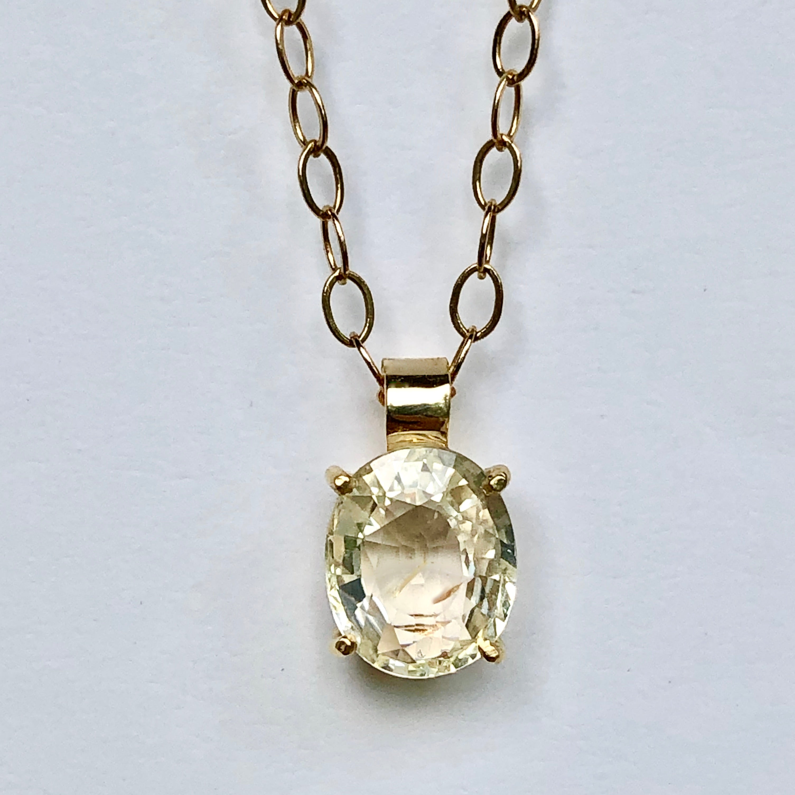 2.00 Carat Unheated Yellow Sapphire 18K Gold Solitaire Pendant Necklace