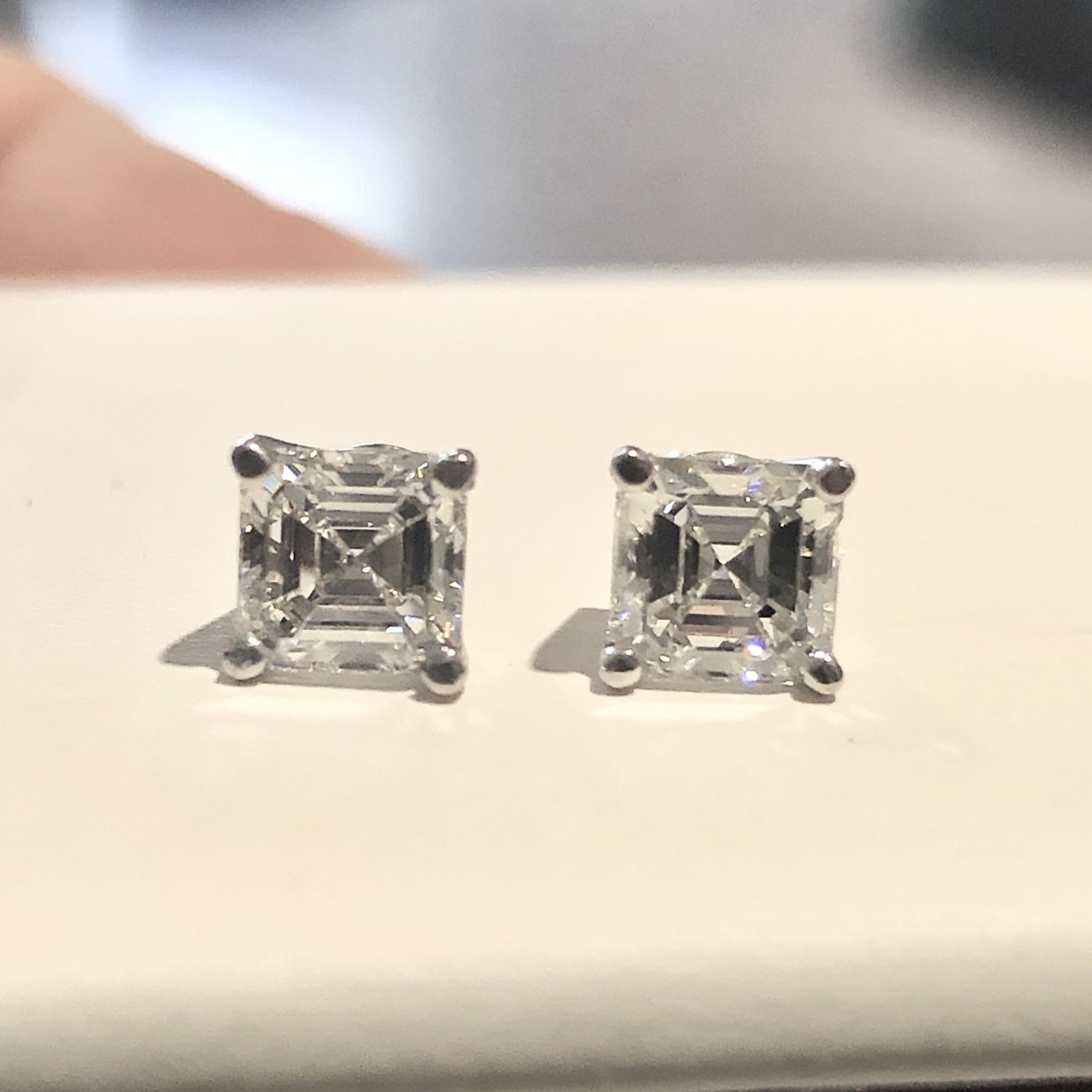 GIA Certified Asscher Cut Diamond Stud Earrings
