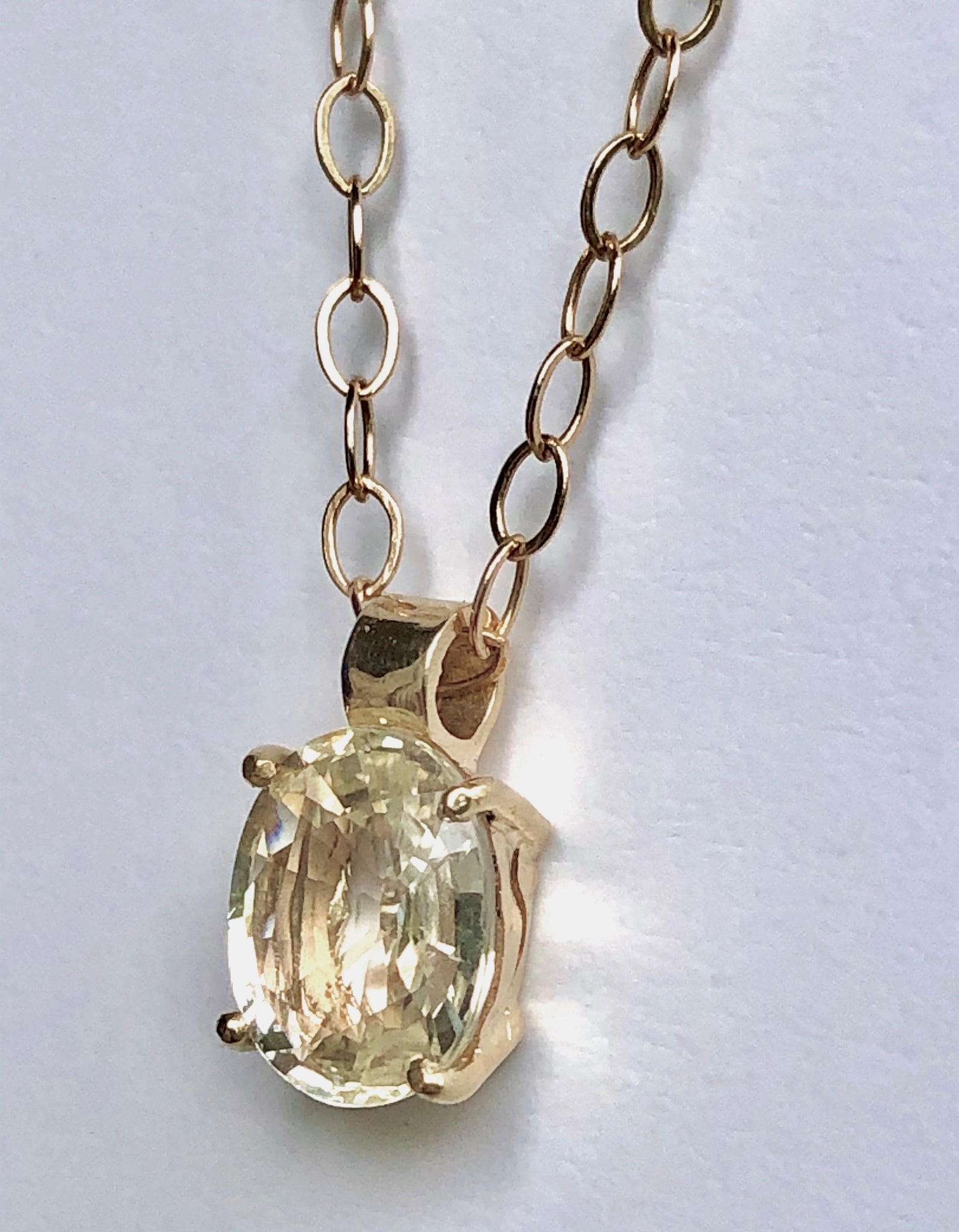 2.00 Carat Unheated Yellow Sapphire 18K Gold Solitaire Pendant Necklace