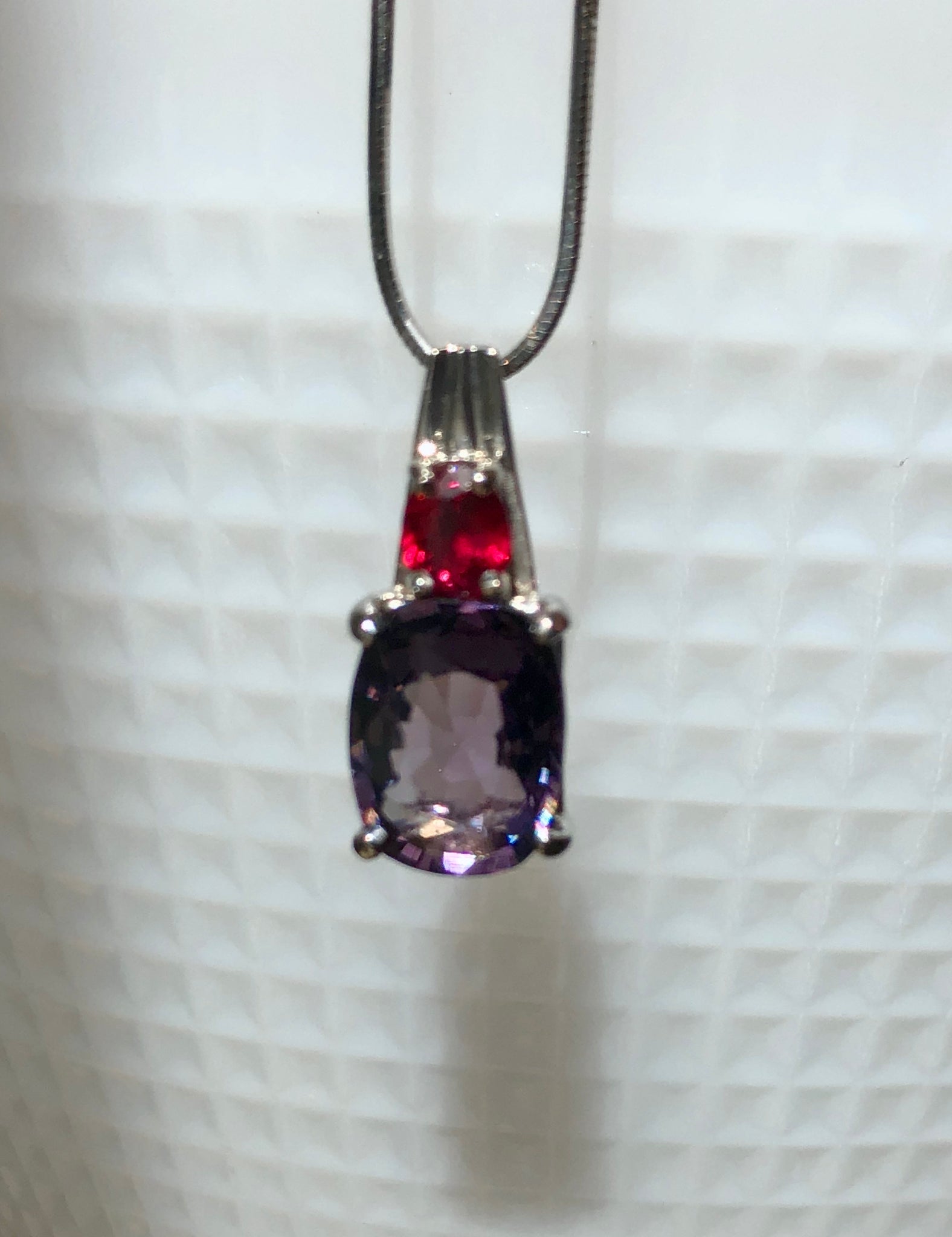 3.50 Carat Burmese Purple and Red Spinel Pendant Necklace Platinum 18K