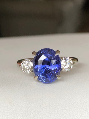 7.18 Carat GIA No Heat Color-Changing Sapphire Diamond Ring 18K