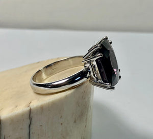 Natural 8.22 Carat Cushion Cut Purple Spinel Ring 18K White Gold Solitaire Ring