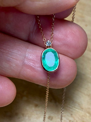 Drop Natural Colombian Emerald Necklace 18K Gold( Custom Order)
