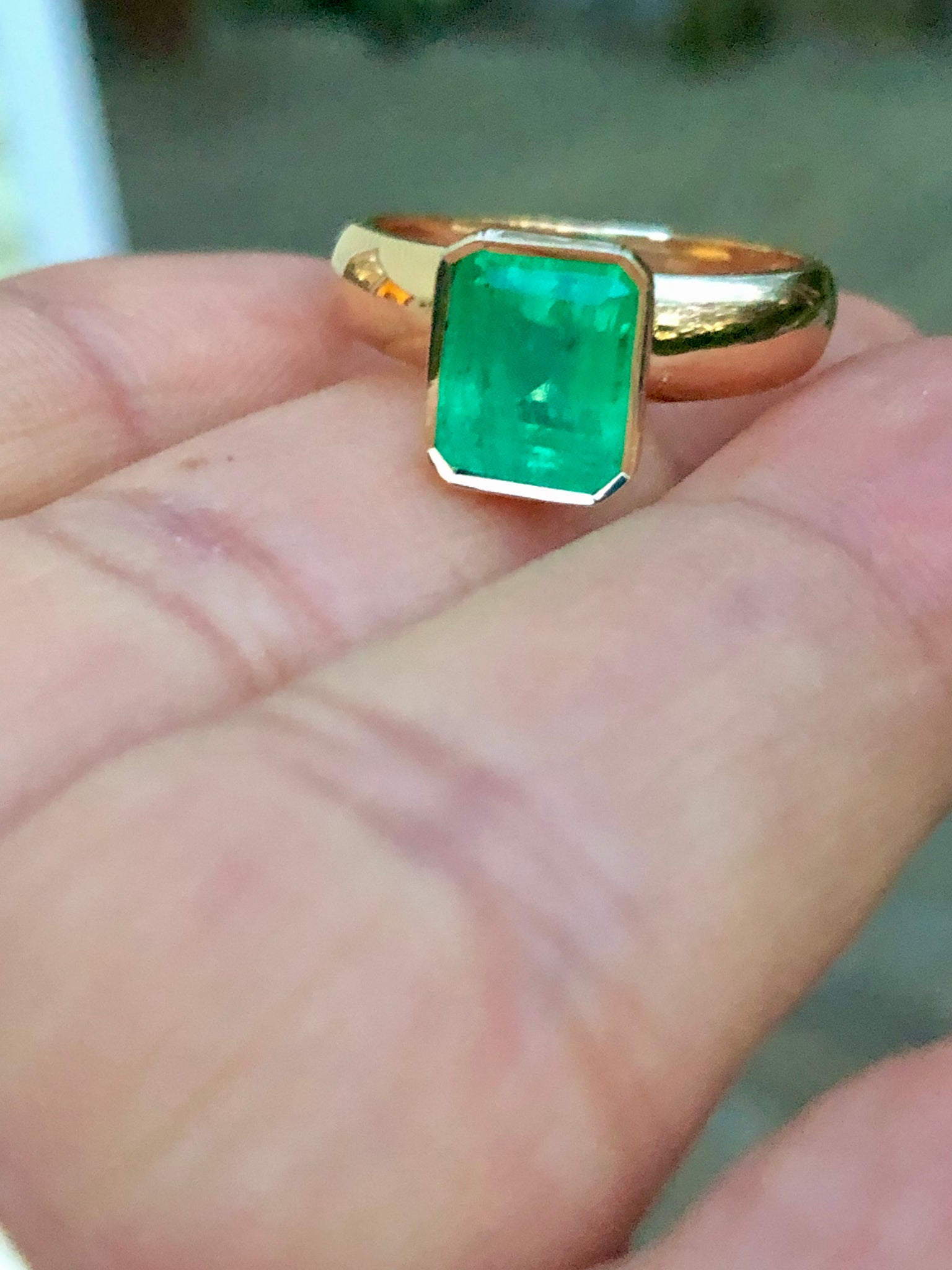 2.68 Carat Natural Colombian Emerald Solitaire Engagement Ring 18K
