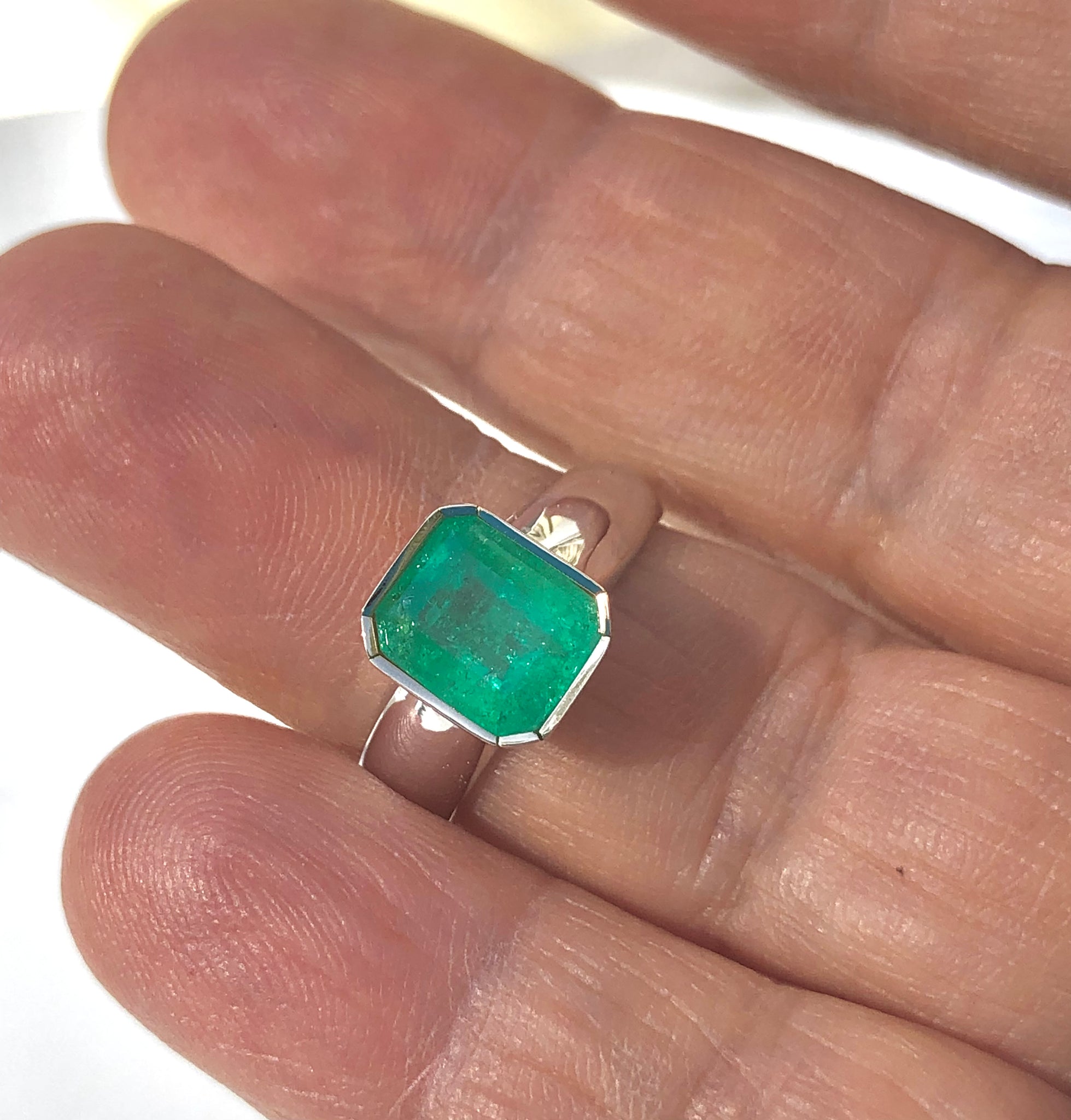 2.29 Carat Emerald Solitaire Ring Two Tone 18K Gold
