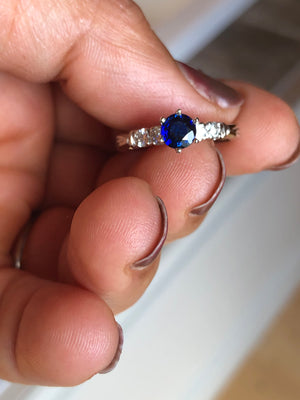 Vintage Blue Sapphire and Diamond Engagement Ring Gold – EmeraldsMaravellous