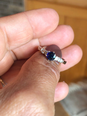 Vintage Blue Sapphire and Diamond Engagement Ring Gold