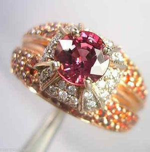 2.04ct  Padparadscha Sapphire & Diamond Ring 14K Rose Gold