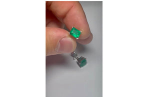 2.09 Carat Natural AAA Colombian Emerald Stud Earrings 18K White Gold