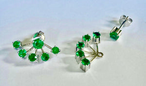 Fine 4.20 Ct Natural Colombian Emeralds Stud Earrings with Jackets 18k