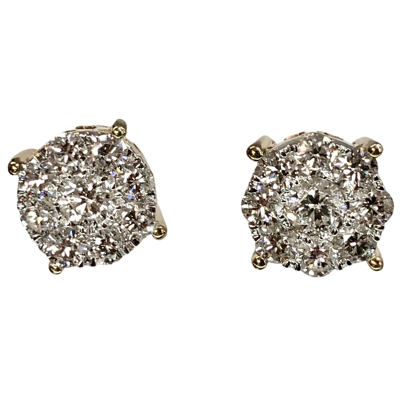 150cts 14 Round Brilliant Cut Diamonds  Cluster Stud Earring  14k   Intl Diamond Merchants