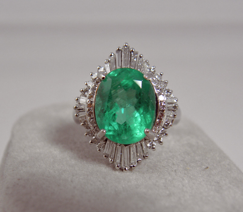 Vintage Fine Colombian Emerald & Diamond Engagement Platinum Ring ...