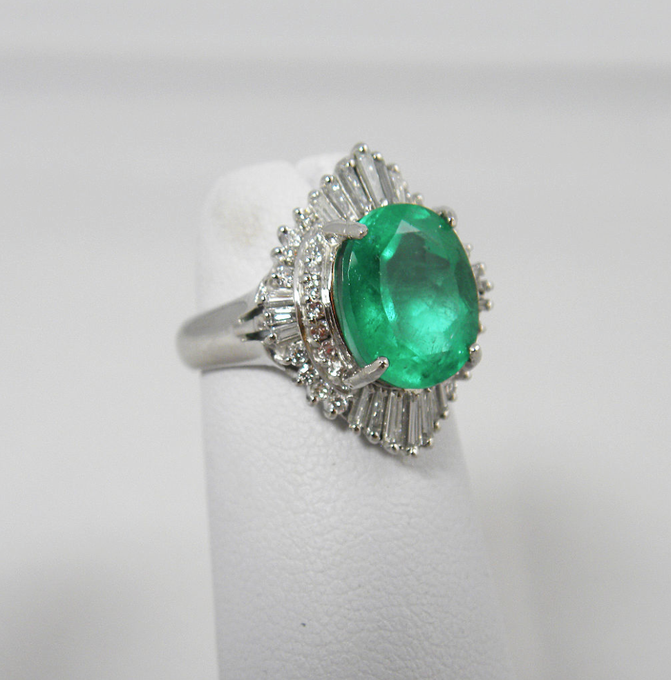 Vintage Fine Colombian Emerald & Diamond Engagement Platinum Ring ...