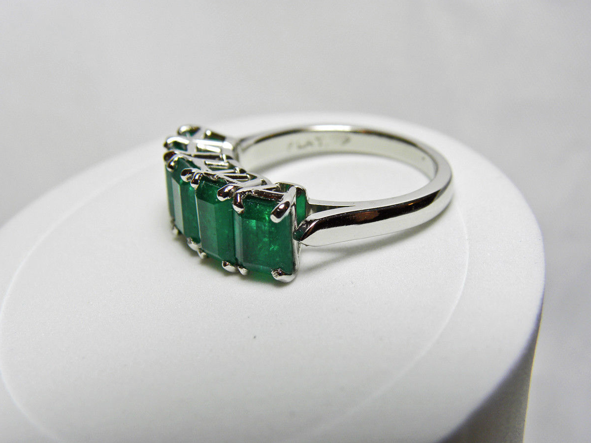 4.85 Carat Platinum Gorgeous Natural AAA+ Color Emerald Band Ring