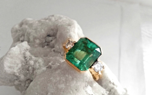 7.35ct AAA Natural Colombian Emerald Diamond Ring 18K Yellow Gold