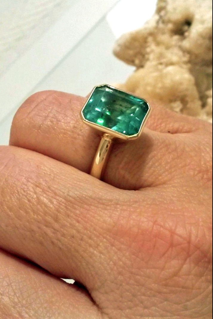 GIA Certificate 6.80 Carat Natural Colombian Emerald Solitaire Ring 18K