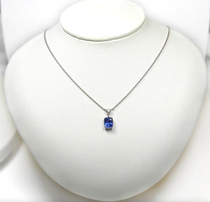 3.25 Carats Natural Blue Sapphire & Diamond Pendant Necklace Platinum 950