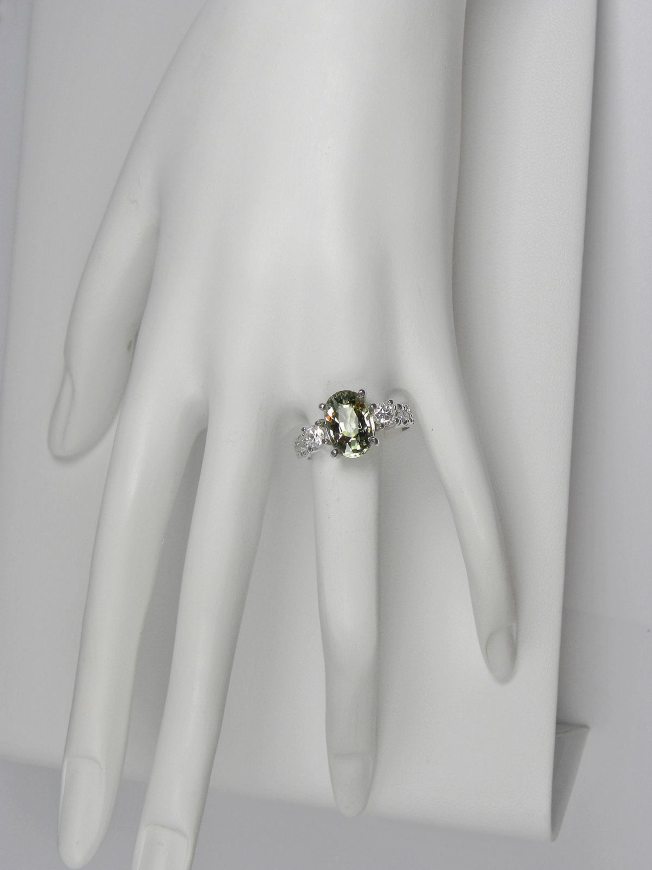Certified Sapphire & Diamond Fine Engagement Ring 18k White Gold