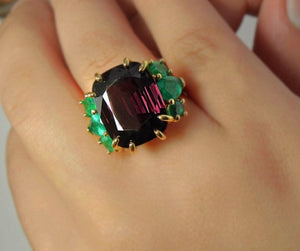 EGL Certified 22.03ct Untreated Fine Spinel Colombian Emerald Ring 18K