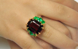 EGL Certified 22.03ct Untreated Fine Spinel Colombian Emerald Ring 18K