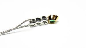 1.50ct  Estate Colombian Emerald Diamond Pendant Necklace Platinum & 18k