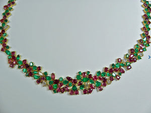 61.00ct Fine "Tutti Frutti" Ruby Emerald & Diamond Necklac 18 Karat