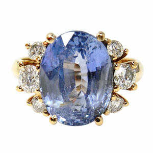 Certified Blue Ceylon Sapphire Diamond Engagement Ring No Heat /Untreated 18k