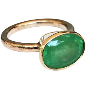 Rare Hammered Yellow Gold Emerald Ring BIG 4.80ct Oval Natural Colombian Emerald