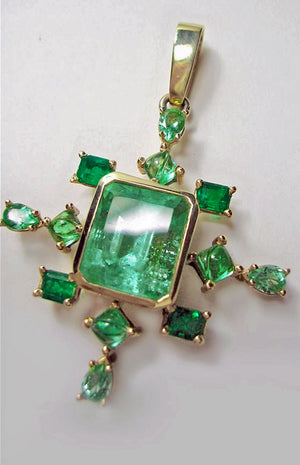 7.40 Carat Cluster Natural Colombian Emerald Pendant