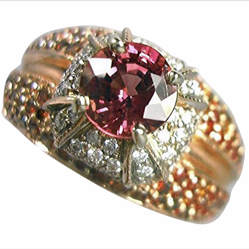 2.04ct  Padparadscha Sapphire & Diamond Ring 14K Rose Gold