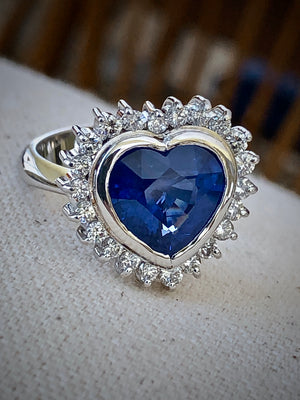 6.35ct Burma Blue Sapphire Diamond Ring Certified 18k