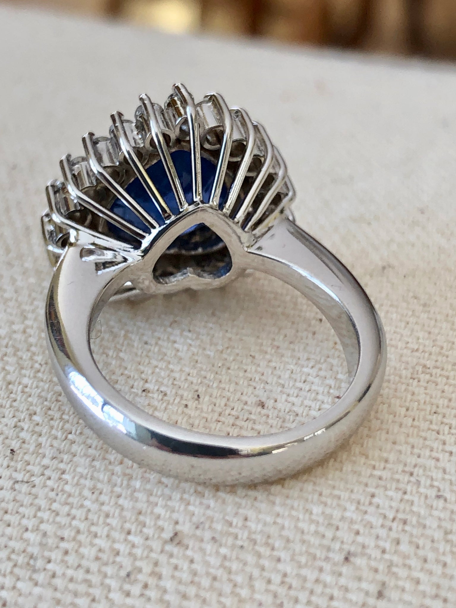 Burmese Blue Heart Sapphire Diamond Ring Certificate Exclusive 18k Gold ...