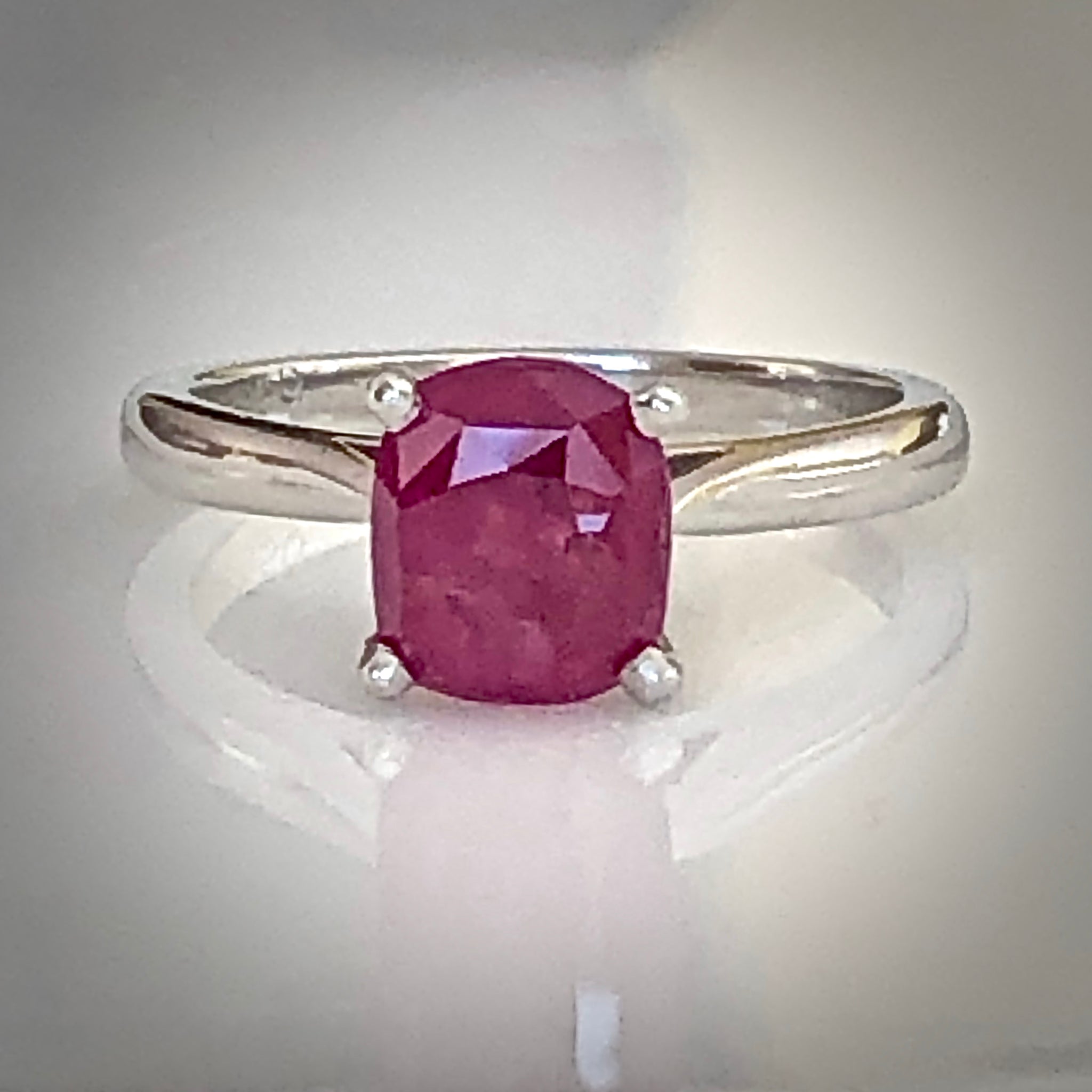 2.48 Carat Certified Untreated Ruby Engagement Solitaire Ring Platinum