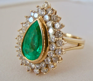 8.00ct Colombian Natural Emerald Diamonds Cocktail Ring 18K Gold