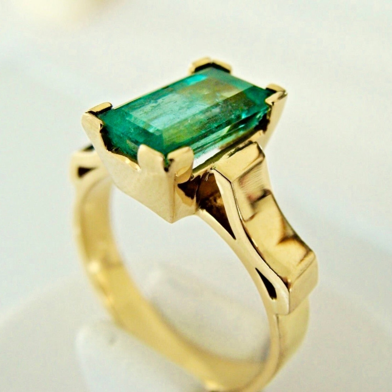 Buy Emerald Ring Gold, Square Green Emerald Quartz Gemstone Ring, 925 Solid  Sterling Silver, Womens Ring, Mens Ring, Gift Ring, Engraved Ring Online in  India - Etsy