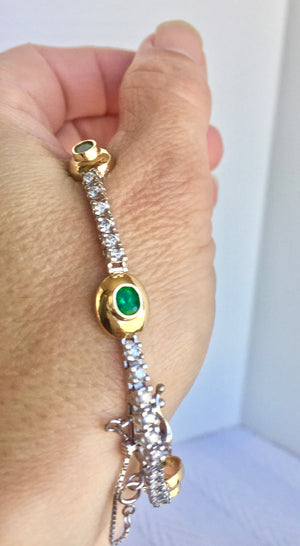 6.50 Carat Estate Emerald Diamond Bracelet Gold